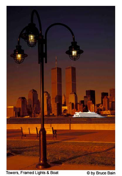 Towers framed lights boat