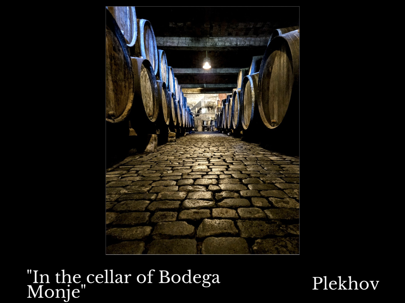 In the cellar of Bodegas Monje framed