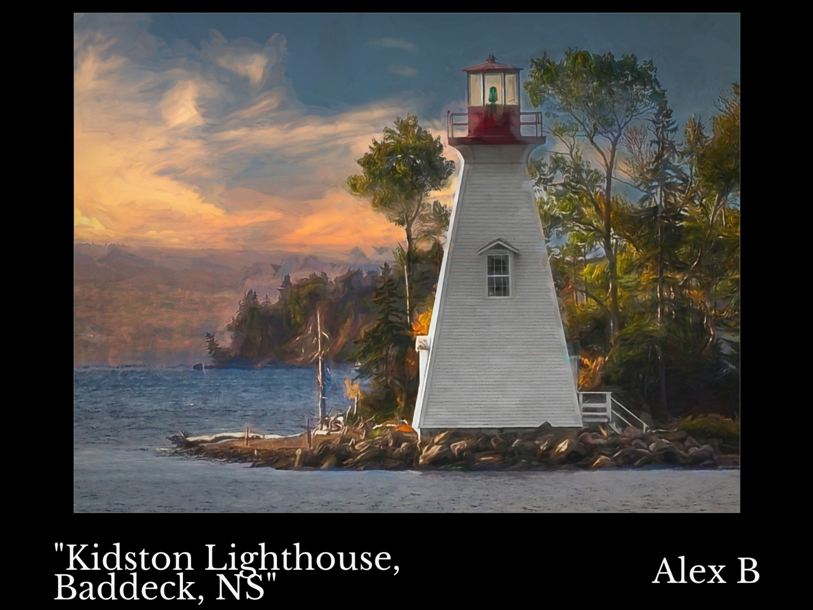 Kidston Lighthouse Baddeck NS framed